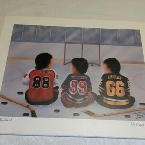 NHL Art Print with Red, Blue, and Black Jerseys
